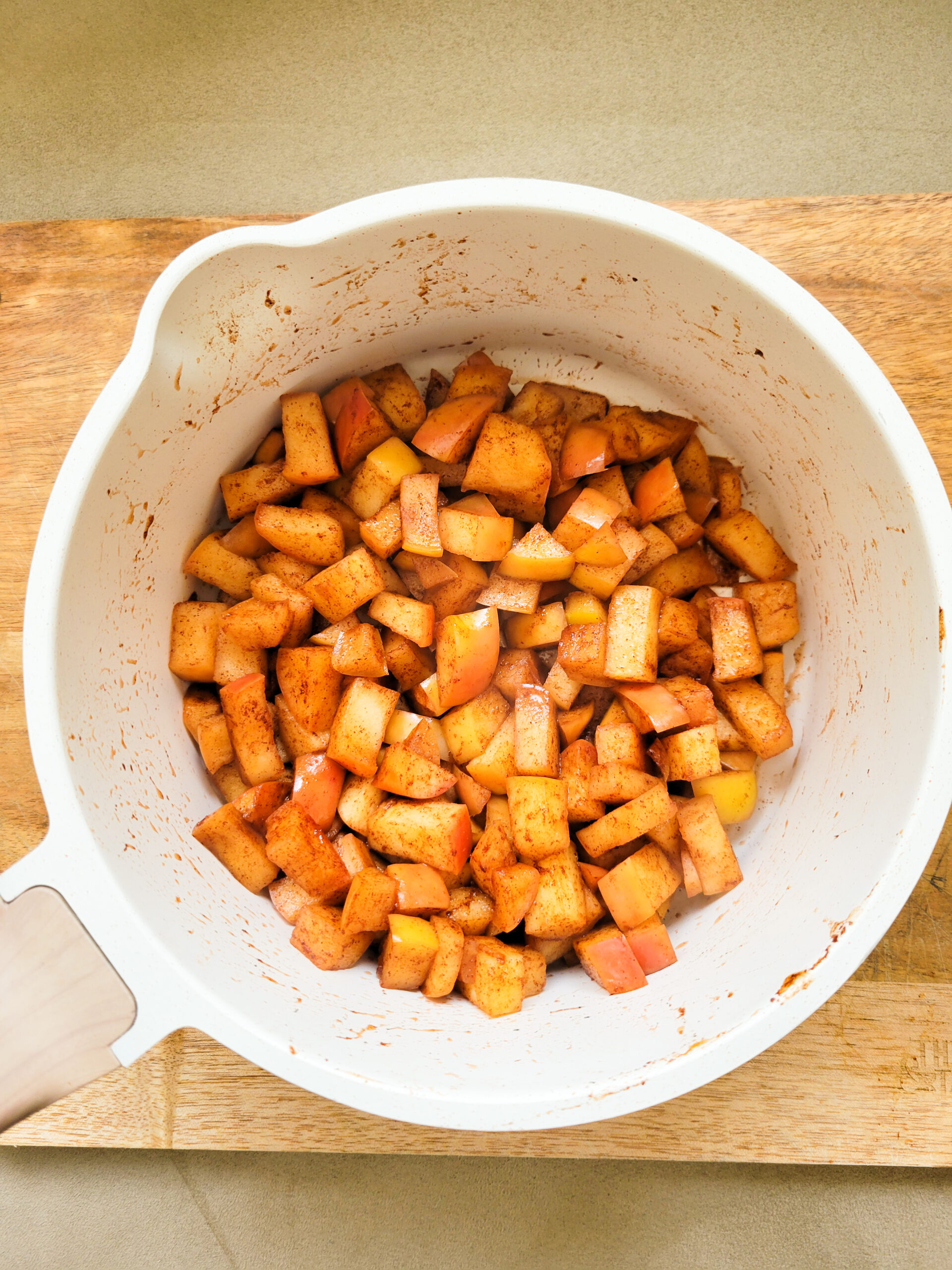 Apple topping for high-protein overnight oats.