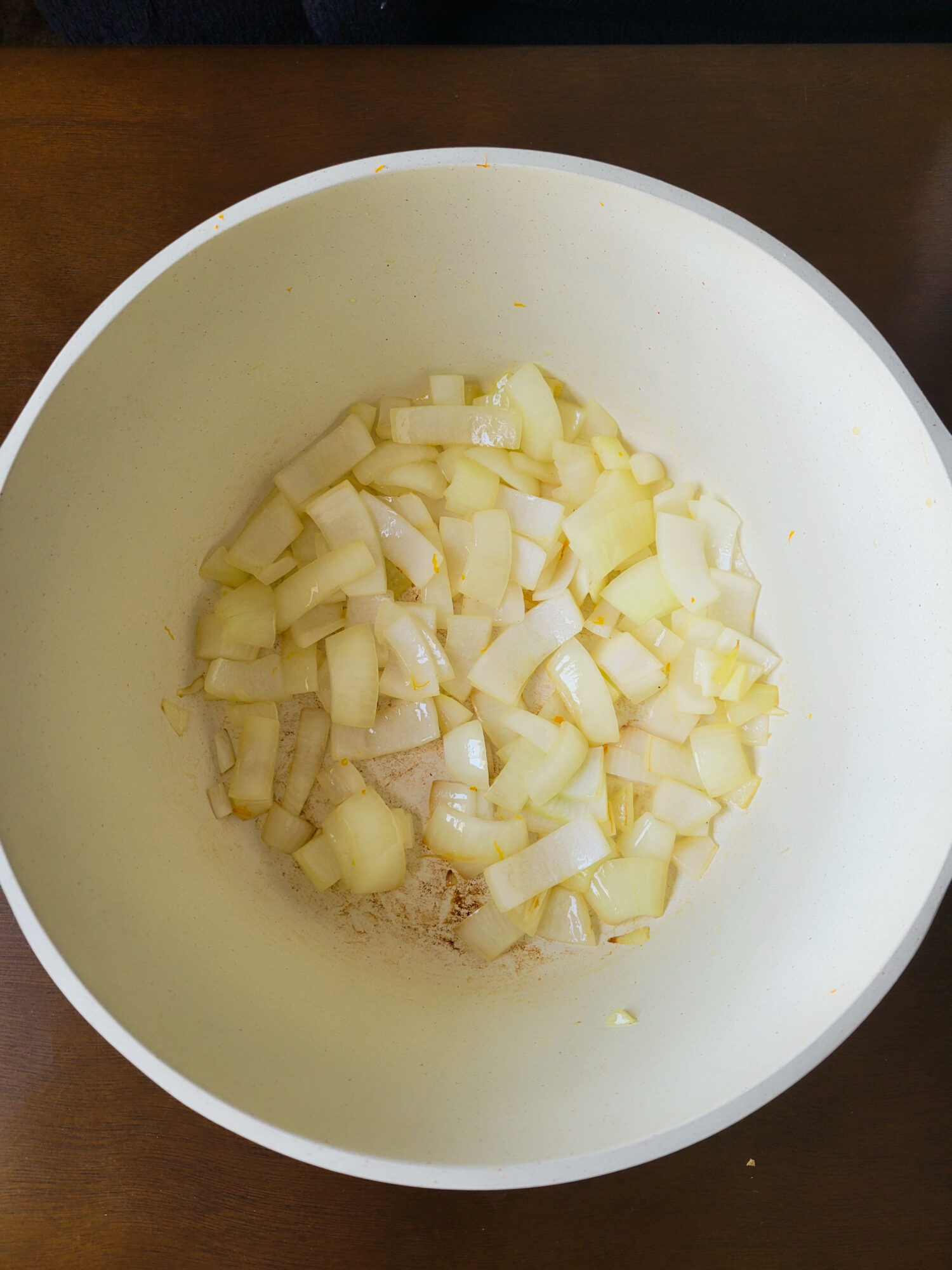 Onions cooking for butternut squash soup