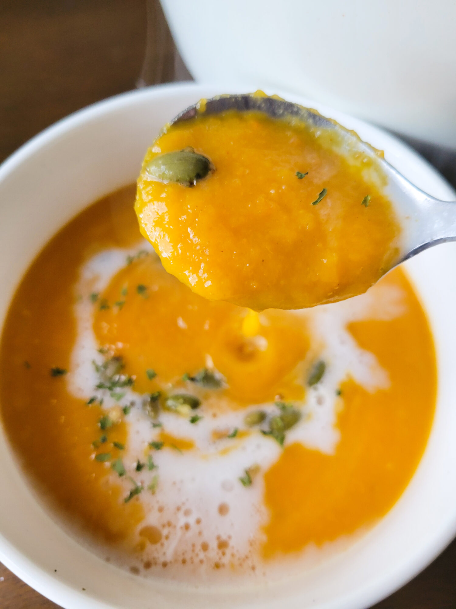 Spoonful of butternut squash soup